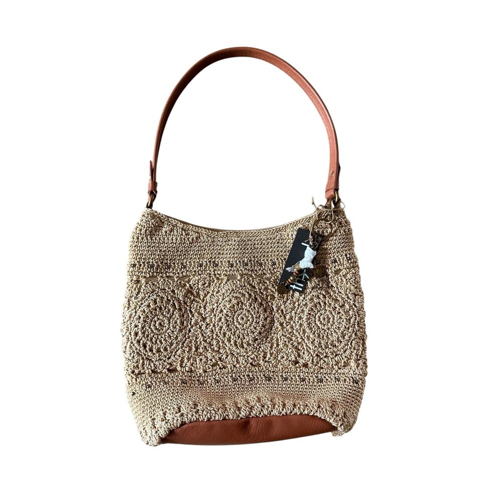 The Sak Sequoia Hand Crochet Hobo Bag Bamboo Medallion Shoulder Bag w/Charms NWT - Picture 9 of 10